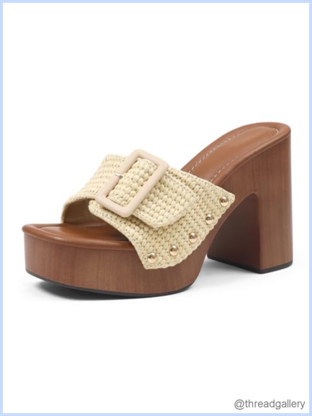 Womens Platform Chunky Heels Open Toe Block Heel Slip On Mules for Party Dress
